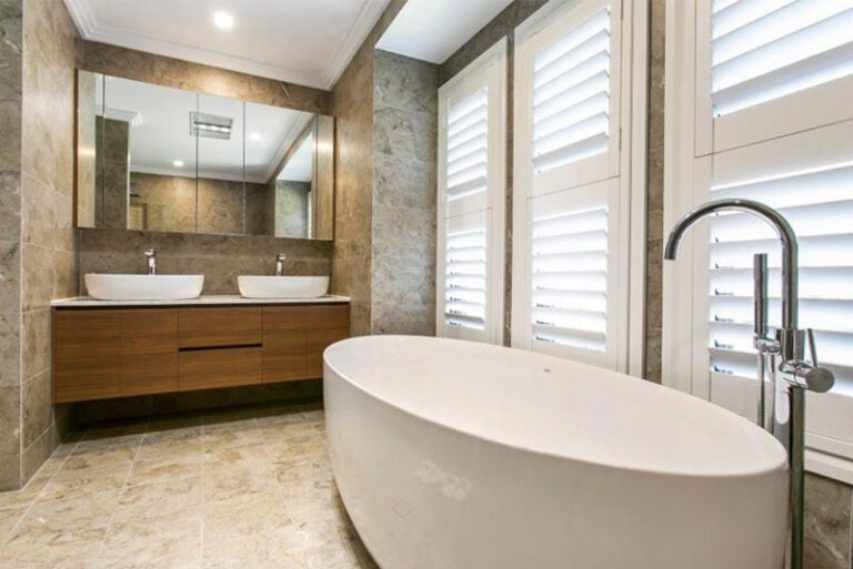 Vanity with timber faced cabinetry